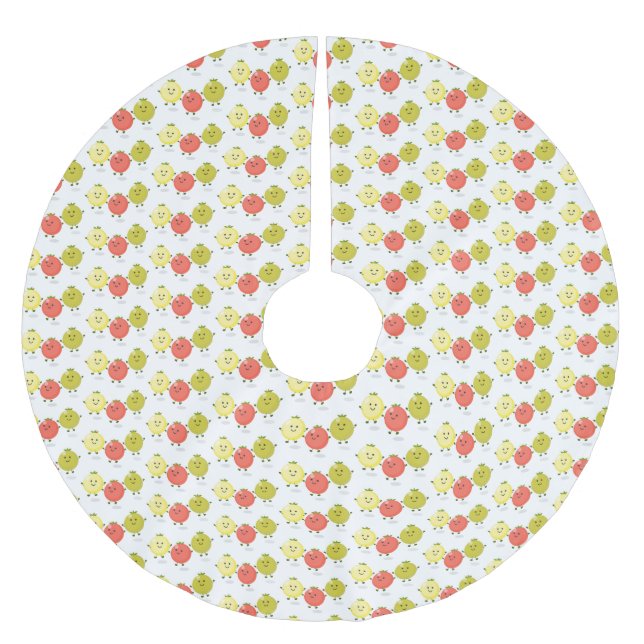 Tecknad av körsbärstomater för Cute-körsbär Julgransmatta Borstad Polyester (Framsidan)