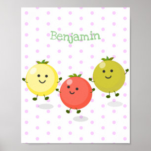 Tecknad av körsbärstomater för Cute-körsbär Poster