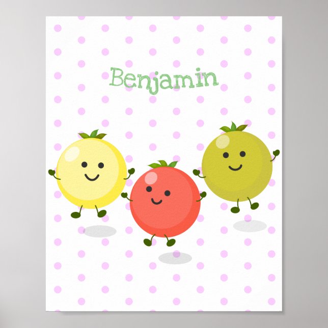 Tecknad av körsbärstomater för Cute-körsbär Poster (Framsidan)