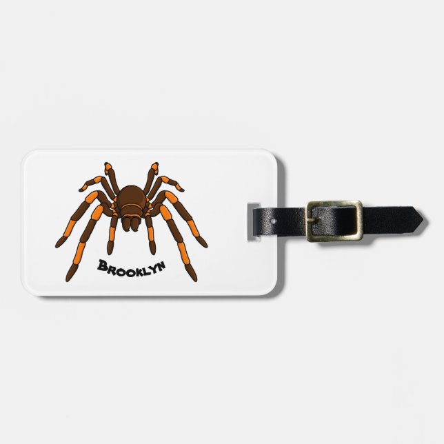 Tecknad av krämbrun och orange tarantula spider bagagebricka (Horisontell Framsida)