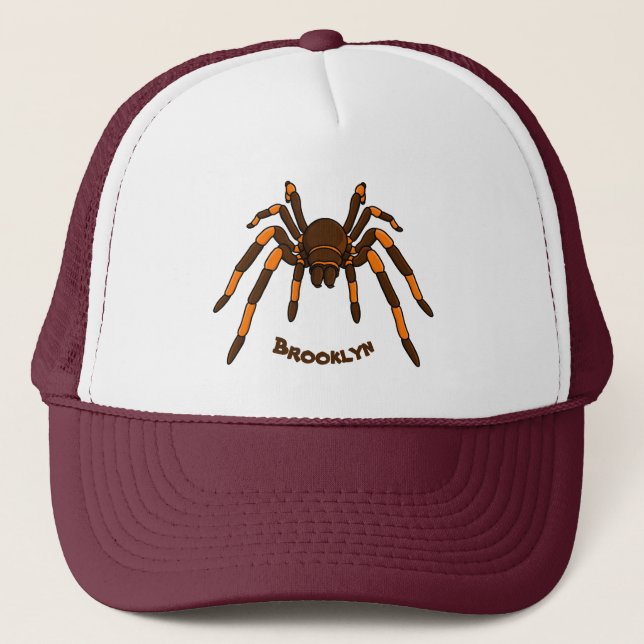 Tecknad av krämbrun och orange tarantula spider keps (Framsida)