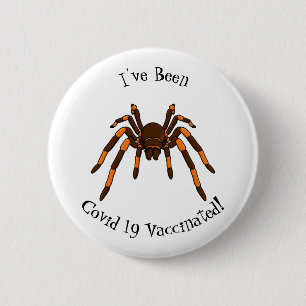 Tecknad av krämbrun och orange tarantula spider knapp