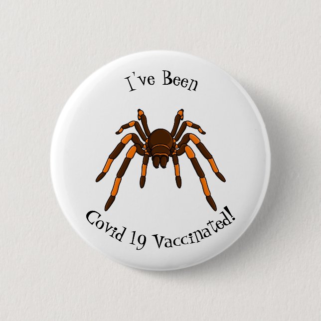 Tecknad av krämbrun och orange tarantula spider knapp (Framsida)