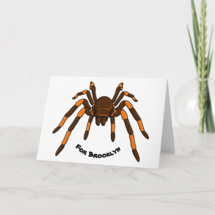 Tecknad av krämbrun och orange tarantula spider kort