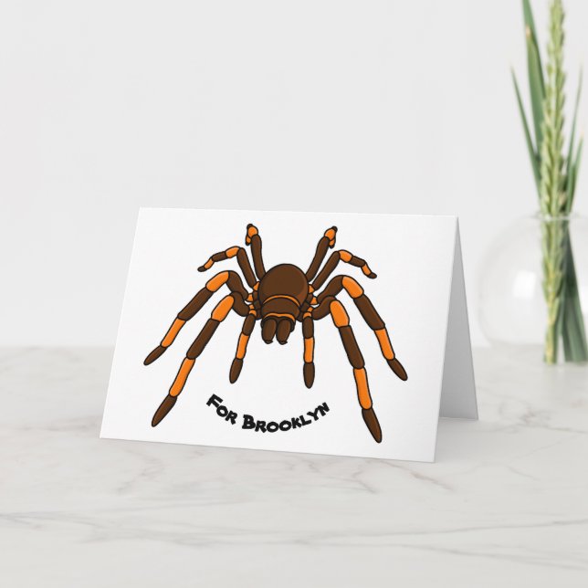 Tecknad av krämbrun och orange tarantula spider kort (Framsida)