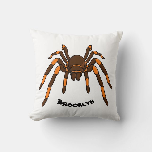 Tecknad av krämbrun och orange tarantula spider kudde (Framsida)