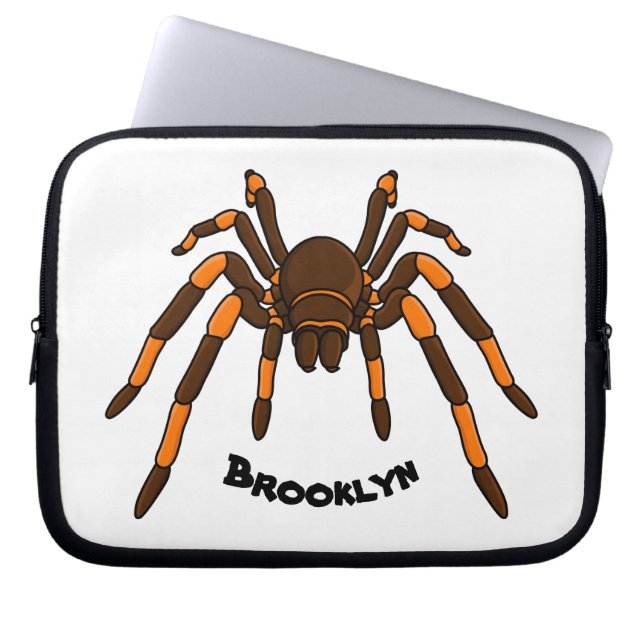 Tecknad av krämbrun och orange tarantula spider laptop fodral (Framsidan)
