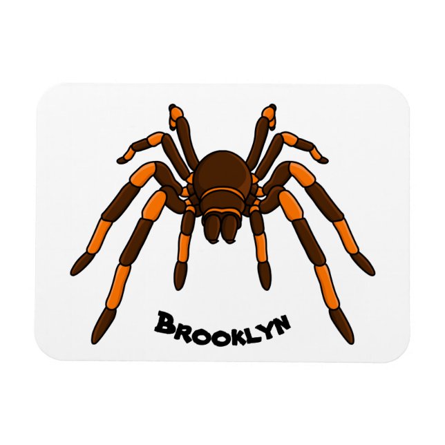 Tecknad av krämbrun och orange tarantula spider magnet (Horisontell)
