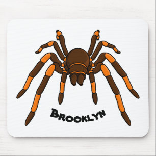 Tecknad av krämbrun och orange tarantula spider musmatta