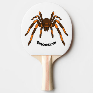 Tecknad av krämbrun och orange tarantula spider pingisracket