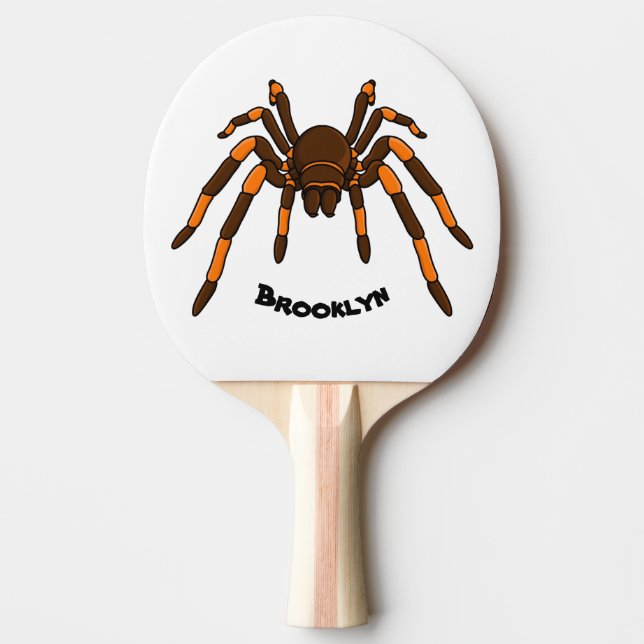 Tecknad av krämbrun och orange tarantula spider pingisracket (Framsidan)