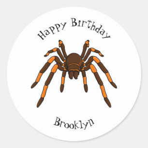 Tecknad av krämbrun och orange tarantula spider runt klistermärke