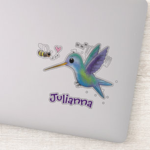 Tecknad av kute hummingbird och bin klistermärken