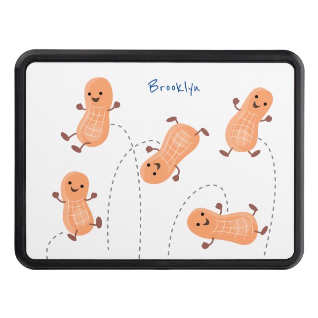 Tecknad av kute lycklig-hoppande jordnötter dragkroksskydd (Framsidan)