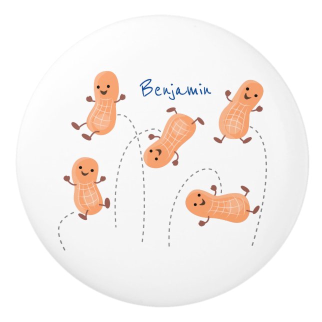 Tecknad av kute lycklig-hoppande jordnötter knopp (Framsidan)