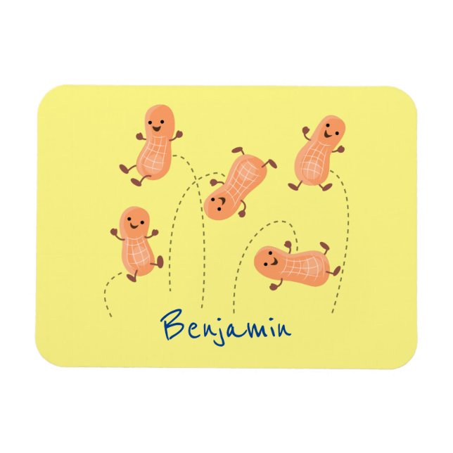 Tecknad av kute lycklig-hoppande jordnötter magnet (Horisontell)