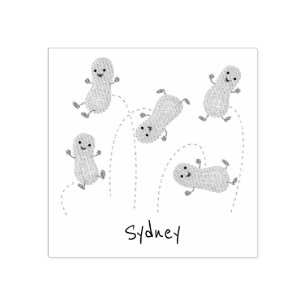 Tecknad av kute lycklig-hoppande jordnötter stämpel