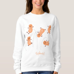 Tecknad av kute lycklig-hoppande jordnötter t shirt