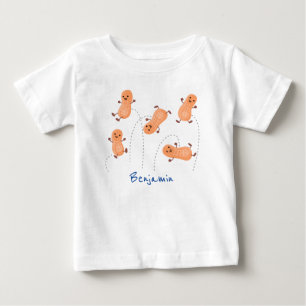 Tecknad av kute lycklig-hoppande jordnötter t shirt
