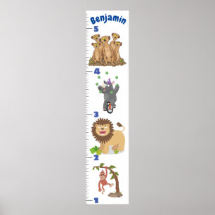 Tecknad av kute safari-djur poster