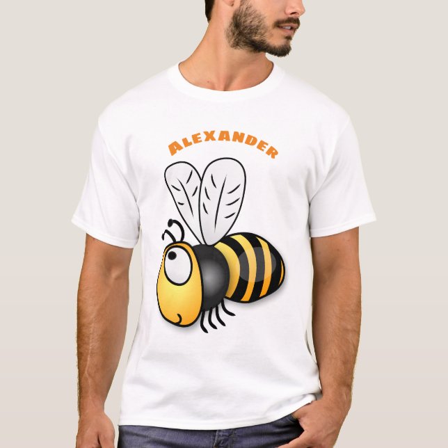 Tecknad av kutym lycklig-bin t shirt (Framsida)