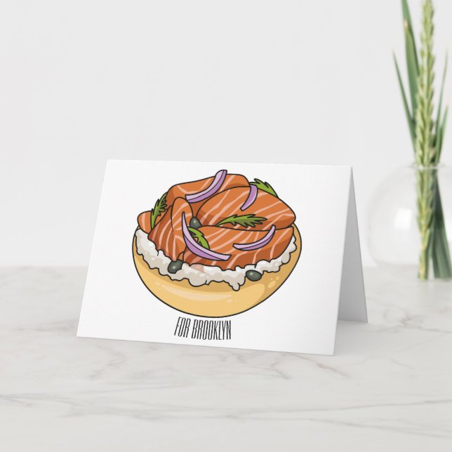 Tecknad av laxbagel kort (Framsida)