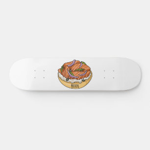 Tecknad av laxbagel mini skateboard bräda 18,5 cm
