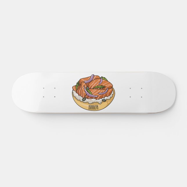 Tecknad av laxbagel mini skateboard bräda 18,5 cm (Horz)