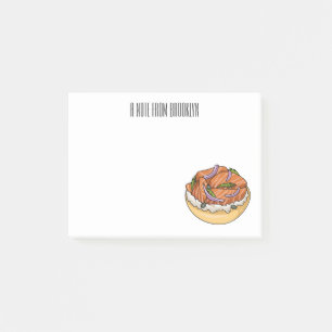 Tecknad av laxbagel post-it block