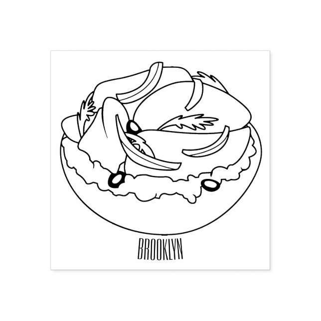 Tecknad av laxbagel stämpel (Tryck)