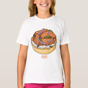 Tecknad av laxbagel t shirt
