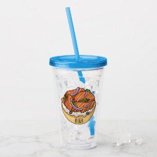 Tecknad av laxbagel take away mugg