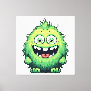 Tecknad av leende Cute Grönt Monster Canvastryck