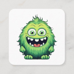 Tecknad av leende Cute Grönt Monster Fyrkantigt Visitkort