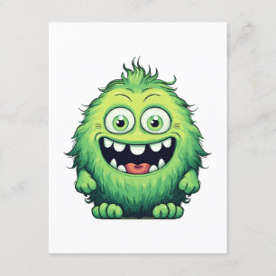 Tecknad av leende Cute Grönt Monster Tilläggskort