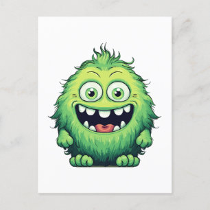 Tecknad av leende Cute Grönt Monster Vykort