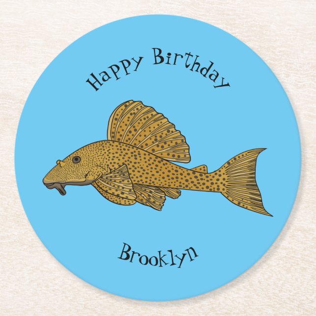 Tecknad av leksaksfisk underlägg papper rund (Framsidan)