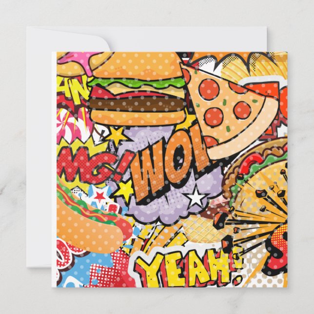 Tecknad av livsmedel julkort (Framsida)