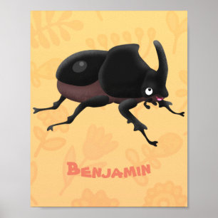 Tecknad av ljus av rhinoceros-skalbaggar poster
