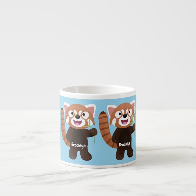 Tecknad av ljusröda panda espressomugg (Framsidan)