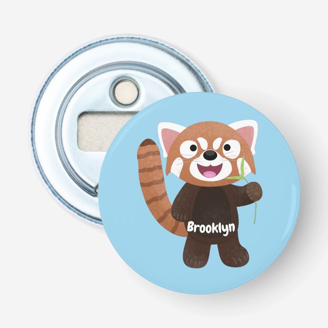 Tecknad av ljusröda panda flasköppnare (Framsidan)