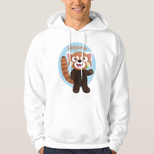 Tecknad av ljusröda panda hoodie (Framsida)