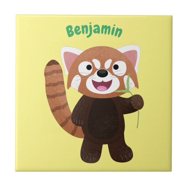 Tecknad av ljusröda panda kakelplatta (Framsidan)