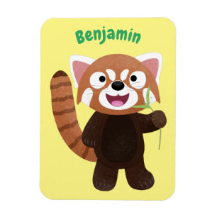 Tecknad av ljusröda panda magnet