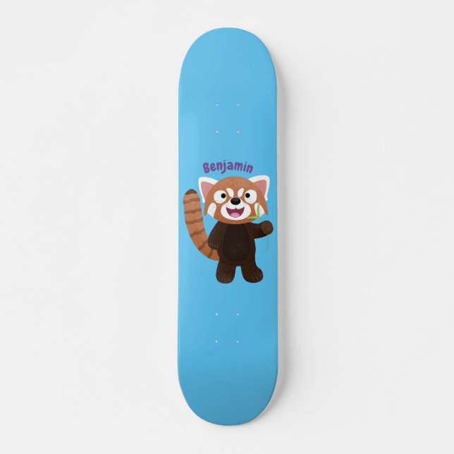 Tecknad av ljusröda panda mini skateboard bräda 18,5 cm (Framsida)
