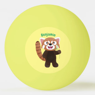 Tecknad av ljusröda panda pingisboll