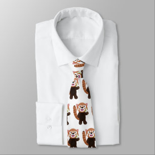 Tecknad av ljusröda panda slips