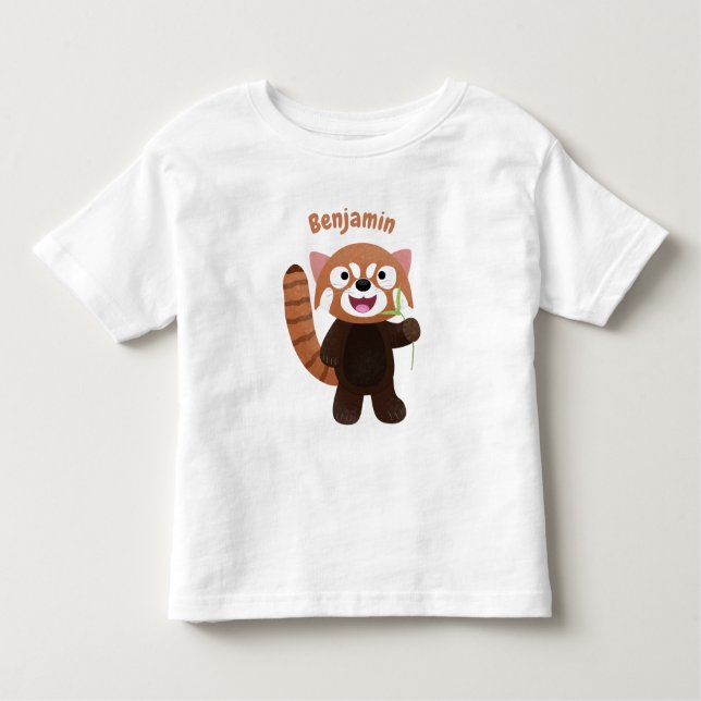 Tecknad av ljusröda panda t shirt (Framsida)