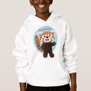 Tecknad av ljusröda panda t shirt