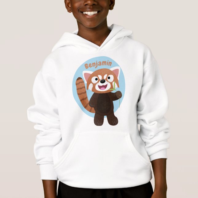 Tecknad av ljusröda panda t shirt (Framsida)